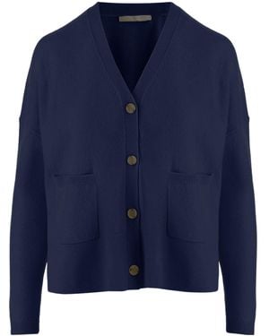 Allude V-Neck Button Cardigan Sweater - Blue