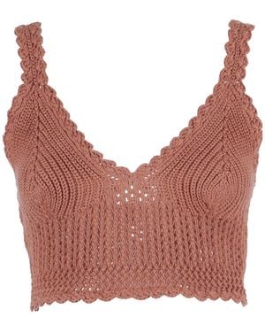 Ermanno Scervino Crochet-Knit Scalloped-Edge Top - Pink