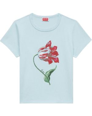 KENZO Floral Print T-Shirt - Blue