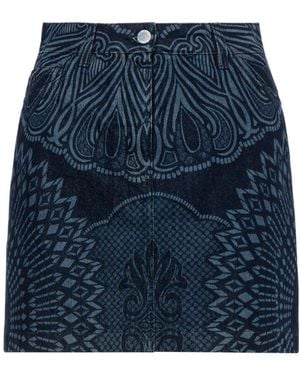 Alberta Ferretti Patterned-Jacquard Skirt - Blue