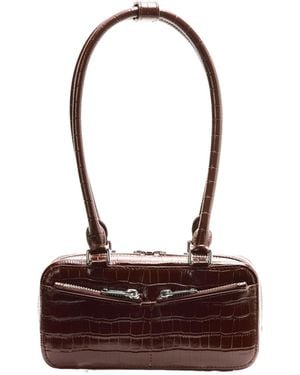 Self-Portrait Embossed Mini Shoulder Bag - Brown