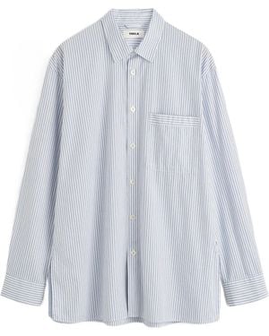 Tekla Striped Poplin Pyjama Shirt - Blue
