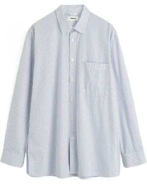 Tekla Striped Poplin Pyjama Shirt - Blue
