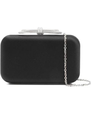 Mach & Mach Crystal-Embellished Bow Clutch - Black