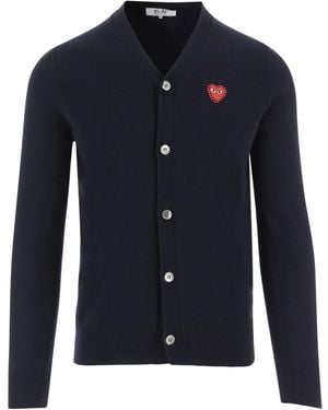 COMME DES GARÇONS PLAY Comme Des Garçons Play Logo-Patch Knitted Cardigan - Blue