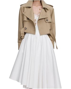 Self-Portrait Cropped Trench Jacket - White
