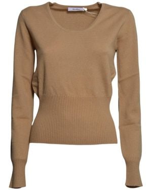 Max Mara Mxmvetta Crewneck Knitted Sweater - Brown