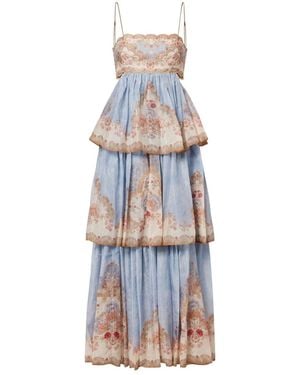 Zimmermann Daylight Floral Tiered Maxi Dress - Blue