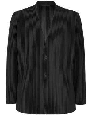 Homme Plissé Issey Miyake Homme Plissé Issey Miyake Single-Breasted Pleated Blazer - Black