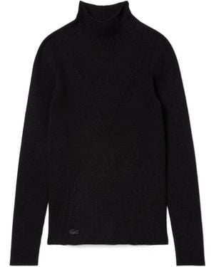 Lacoste Ribbed Mockneck Knit Sweater - Black