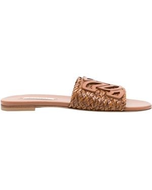 Casadei Round-Toe Flat Sandals - Brown
