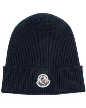 Moncler Rib Knitted Hat - Blue