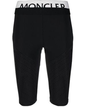 Moncler Logo Waistband Perforated Cycling Shorts - Black