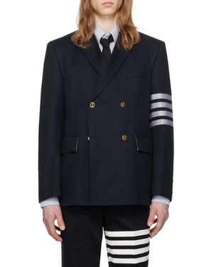 Thom Browne Bar Striped Double-Breasted Blazer - Blue