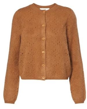 FRAME Pointelle Cardigan - Brown
