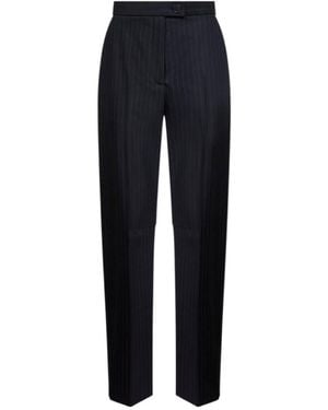 KHAITE Pinstripe Straight-Leg Trousers - Blue