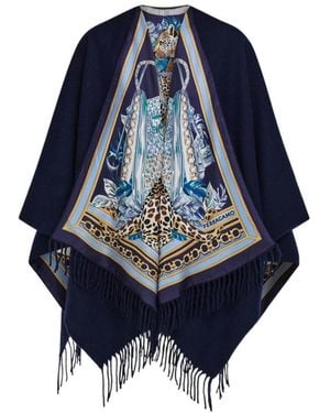 Ferragamo Ferragamo Felindr Printed Fringe Cape - Blue
