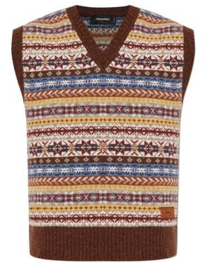 DSquared² Logo-Patch Vest - Brown