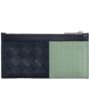 Bottega Veneta Intrecciato Long Zippered Card Case - Blue