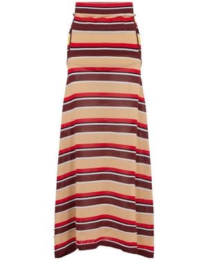 Rabanne Striped Semi-Sheer Maxi Skirt - Red