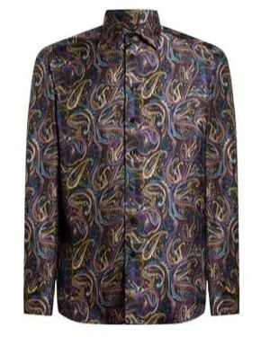 Etro Metallic Paisley Motif Satin Shirt - Multicolour