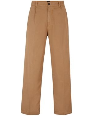 BOSS Camel Pleated Wideleg Trousers - Natural