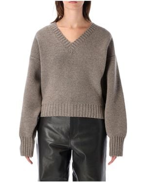 Rohe Sculptural V-Neck Knitted Sweater - Gray
