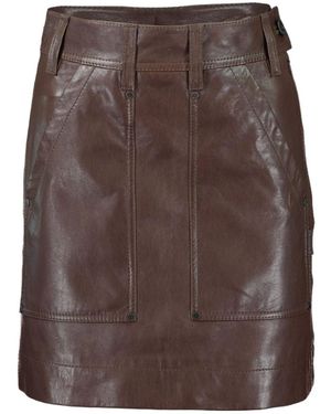 Brunello Cucinelli Cargo Leather Miniskirt - Brown