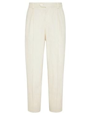 Brunello Cucinelli Cotton Straight-Leg Trousers - White