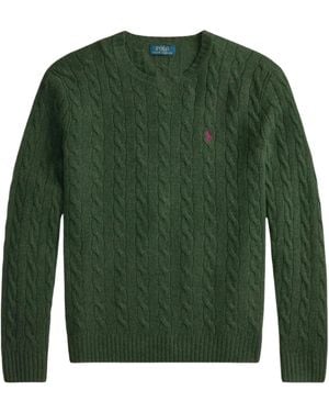 Polo Ralph Lauren Pony-Embroidered Cable-Knit Jumper - Green