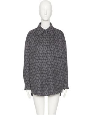 Valentino Toile Iconographe Curved Hem Reversible Shirt - Grey