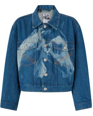 Pinko Horse-Print Denim Jacket - Blue