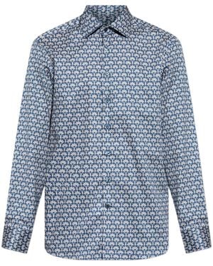 Etro Pattern-Printed Long-Sleeved Shirt - Blue