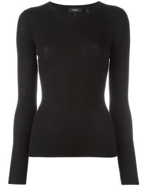 Theory Ribbed-Knit Slim-Fit Crewneck Jumper - Black