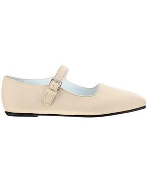 The Row Ava Leather Ballerina Shoes - White