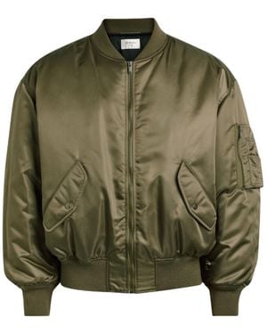 Saint Laurent Padded Satin Bomber Jacket - Green