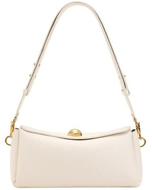Ami Paris Logo Engraved Shoulder Bag - Natural