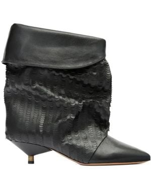 Isabel Marant Pointed-Toe Embossed Boots - Black