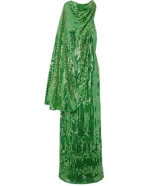 Johanna Ortiz Tejido Convertible Embellished Silk Crepe De Chine Maxi Dress - Green
