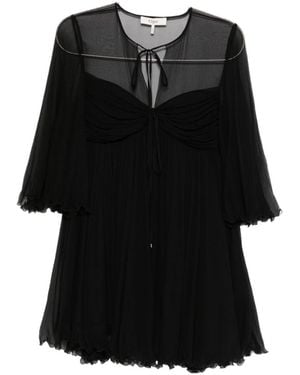 Chloé Tie-Detail Ruffled Mini Dress - Black