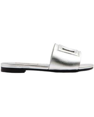 Dolce & Gabbana Dg Logo Slide Sandals - White