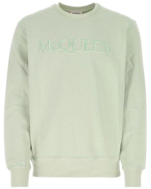 McQueen Logo Embroidered Crewneck Sweatshirt - Green