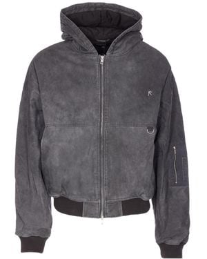 Represent Washed Bomber Hooded Jacket - Grey