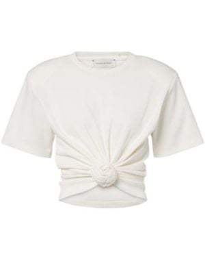 Magda Butrym Cropped Cotton-Blend T-Shirt - White