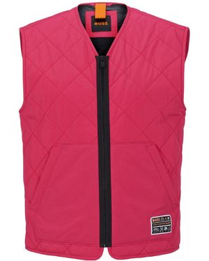 BOSS Diamond-Quilted Gilet - Pink