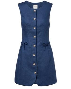 Posse Sabine Linen Mini Dress - Blue