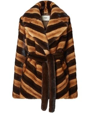 Fendi Chevron Mink Jacket - Brown