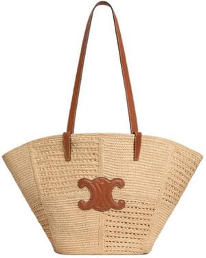 トートバッグ CELINE MEDIUM SUPPLE CLASSIC PANIER BAG MEDIUM SUPPLE CELINE CLASSIC PANIER in Raffia and calfskin