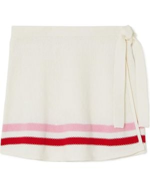 The Upside Salima Striped Cotton Mini Wrap Skirt - White