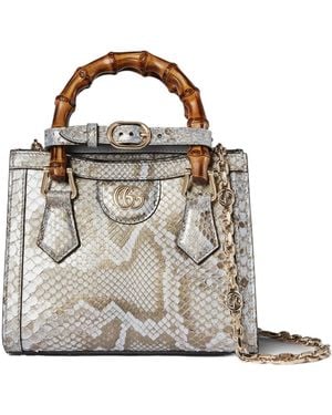 Gucci Diana Mini Python Tote Bag - Metallic